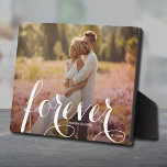 FOREVER Script Easel Back Photo Frameless Plaque<br><div class="desc">This charming tabletop photo plaque has a built-in easel for frameless display of your favorite photo. Features the word FOREVER in a beautiful white script,  your names and wedding date. Create a keepsake of your favorite photo or give as gifts.</div>