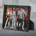FOREVER Script Easel Back Photo Plaque<br><div class="desc">This charming tabletop photo plaque has a built-in easel for frameless display of your favorite photo. Features the word FOREVER in a beautiful white script,  your names and wedding date. Create a keepsake of your favorite photo or give as gifts.</div>
