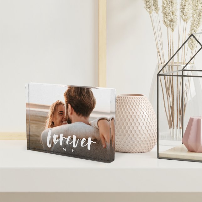 Forever Script Overlay Personalized Couples Photo Block (Creator Uploaded)