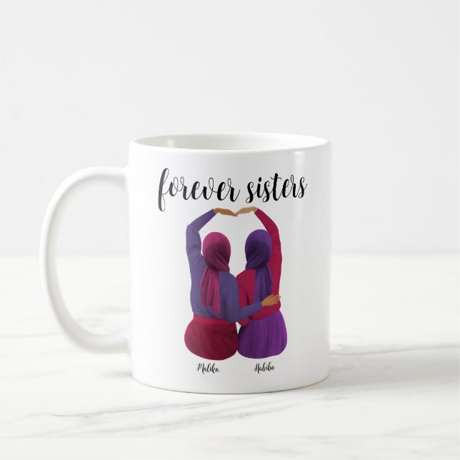 Forever Sisters Personalized Hijabi Gift Coffee Mug (Left)