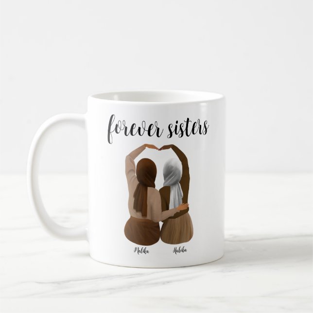 Forever Sisters Personalized Hijabi Gift Coffee Mug (Left)