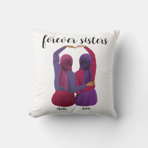 Forever Sisters Personalized Hijabi Gift Throw Pillow