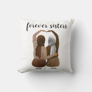 Forever Sisters Personalized Hijabi Gift Throw Pillow