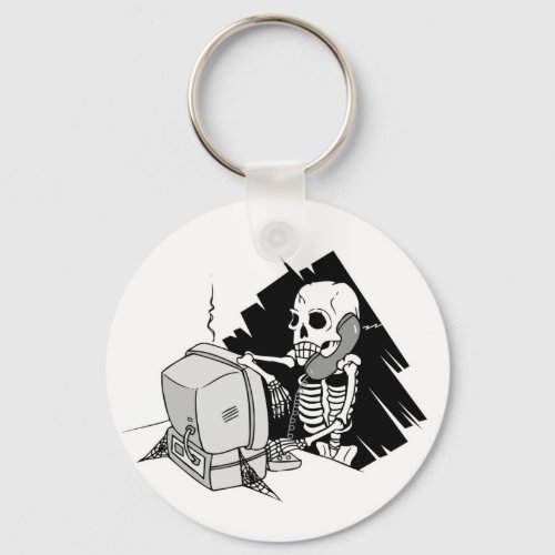 forever skeleton on hold tech support keychain