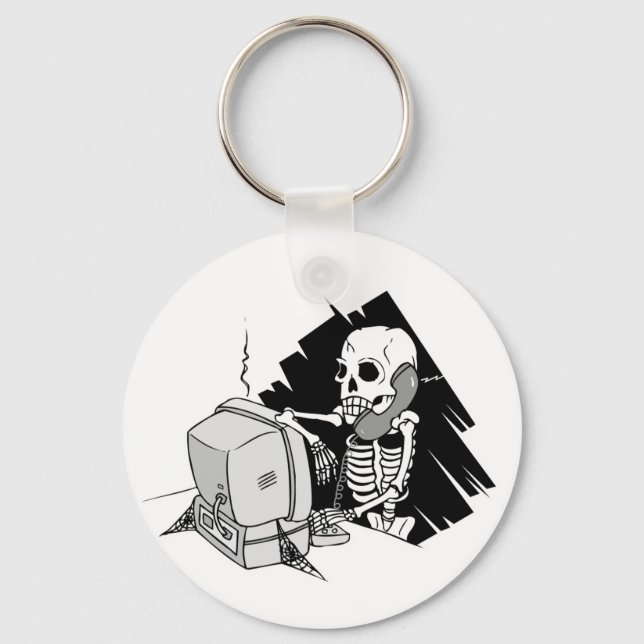 forever skeleton on hold tech support keychain (Front)