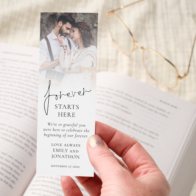 forever starts here photo wedding favor  bookmarks (Hand)