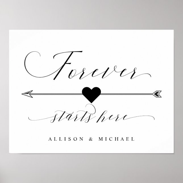 Forever Starts Here Script Directional Arrow Sign (Front)