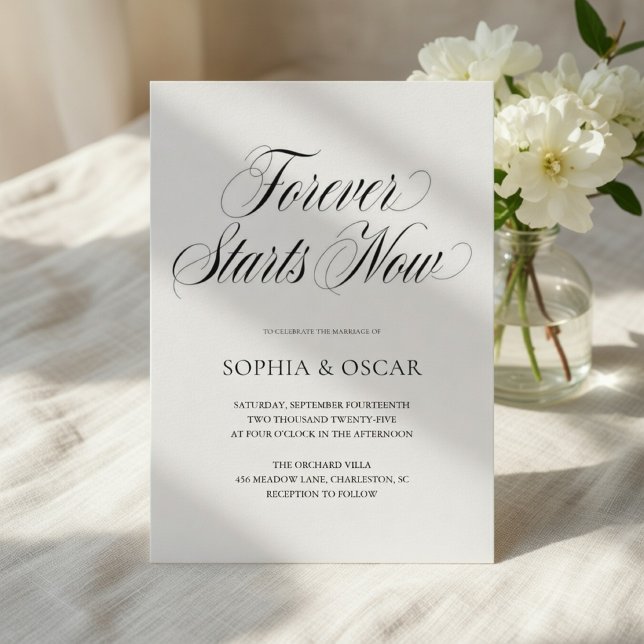Forever Starts Now Wedding | Elegant Script Invitation (Creator Uploaded)