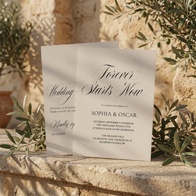 Forever Starts Now Wedding Invitation Set Beige (Creator Uploaded)