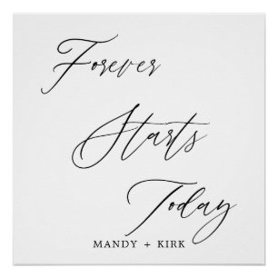 “Forever Starts Today” Wedding Backdrop Banner  Poster
