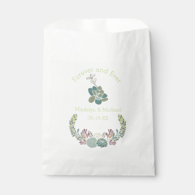 Forever Succulents Custom Wedding Favor Bags (Front)