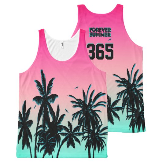 Forever Summer 365 Pink Flamingo Ice Sherbet All-Over-Print Tank Top (Front and Back)
