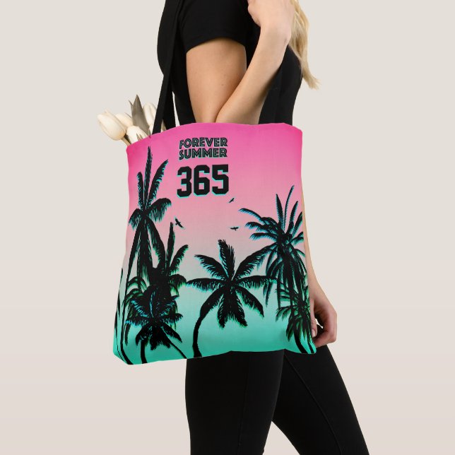 Forever Summer 365 Pink Flamingo Ice Sherbet Tote Bag (Close Up)