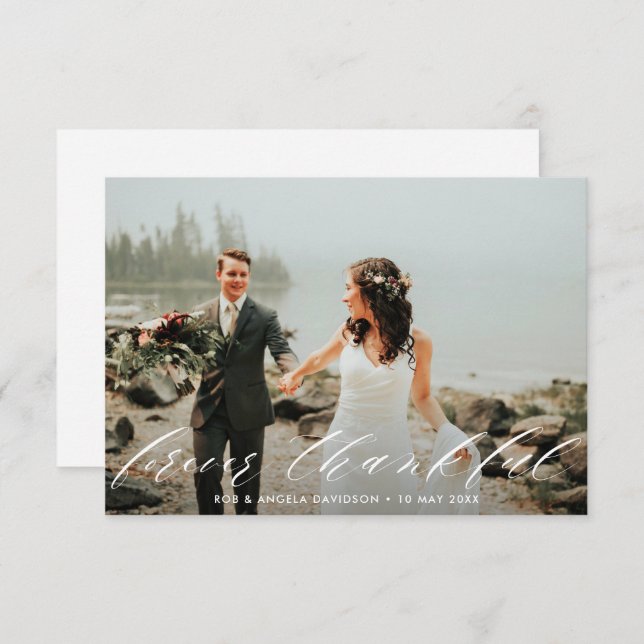 Forever Thankful beautiful script wedding Thank You Card (Front/Back)