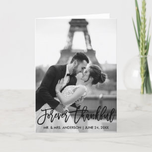 Forever Thankful Brush Script Wedding Modern Fold Letterpress Thank You Card