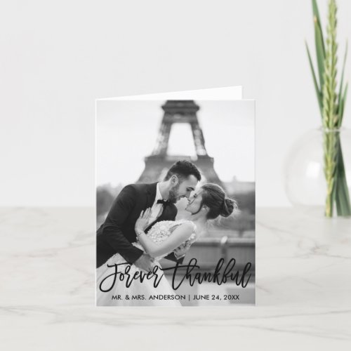 Forever Thankful Brush Script Wedding Modern Note Thank You Card