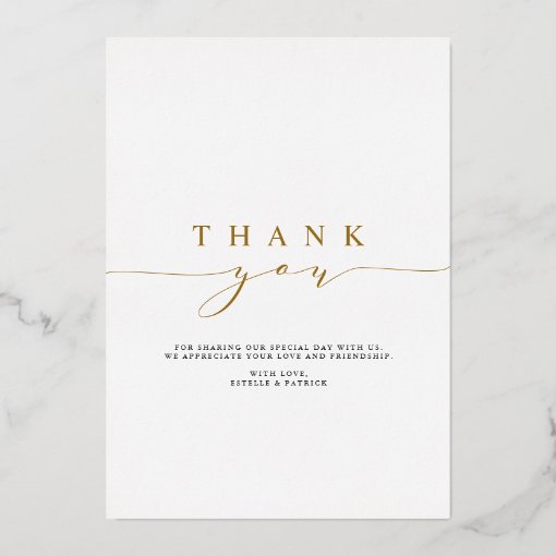 Forever Thankful Gold Foil Wedding Thank You Card | Zazzle