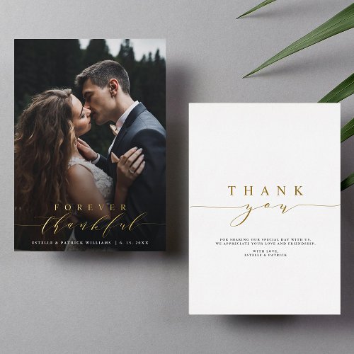 Forever Thankful Gold Foil Wedding Thank You Card
