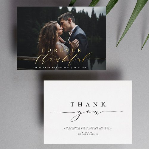 Forever Thankful Gold Foil Wedding Thank You Card 