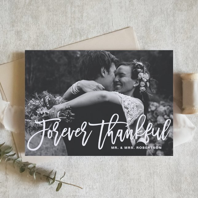 Forever Thankful Hand Lettered Wedding Thank You Card (Creator Uploaded)