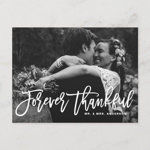 Forever Thankful Hand Lettered Wedding Thank You Postcard