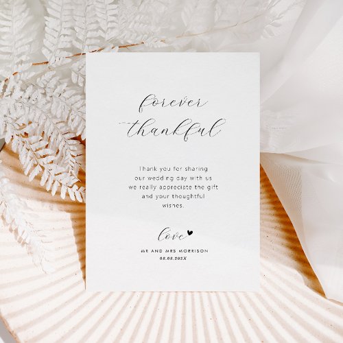 forever thankful lettering wedding thank you card