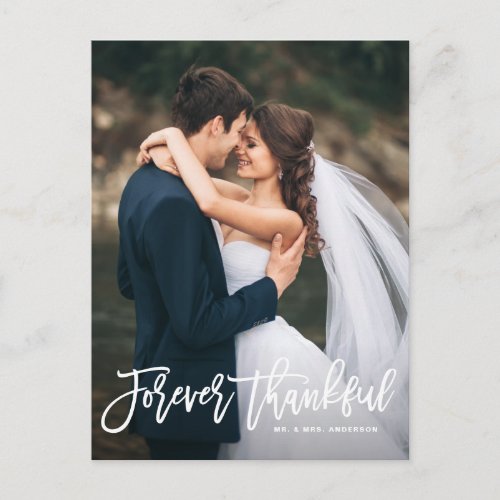 Forever Thankful Lettering Wedding Thank You II Postcard