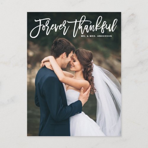 Forever Thankful Lettering Wedding Thank You Postcard