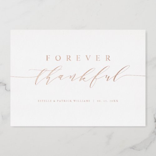 Forever Thankful Rose Gold Foil Thank You Card 