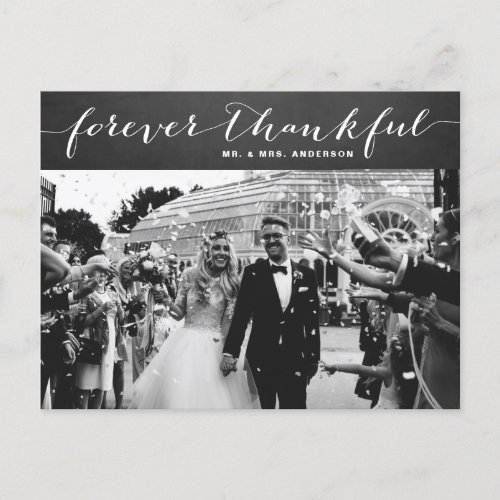 Forever Thankful  Rustic Chalkboard Thank You Postcard