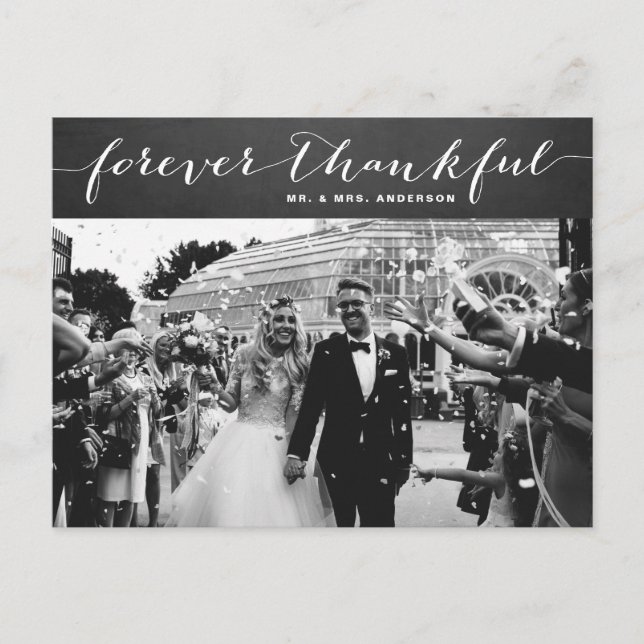 Forever Thankful | Rustic Chalkboard Thank You Postcard (Front)