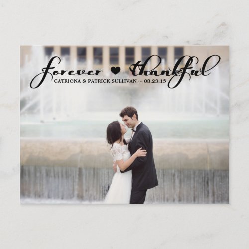 Forever Thankful Script Wedding Thank You Postcard