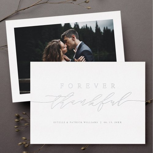 Forever Thankful Silver Foil Photo Thank You Card 