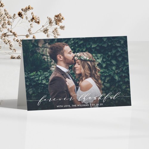 Forever Thankful  Thank You Wedding Photo Card