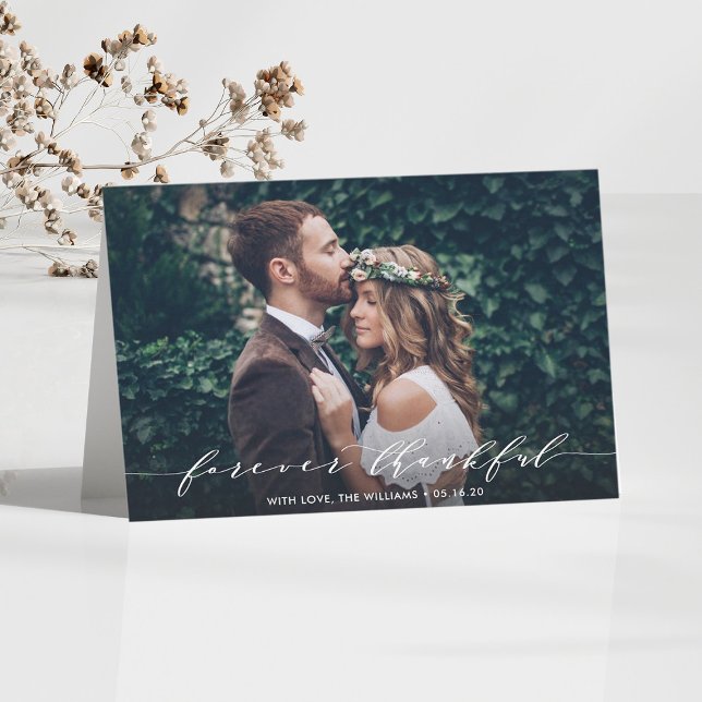 Forever Thankful | Thank You Wedding Photo Card (Creator Uploaded)
