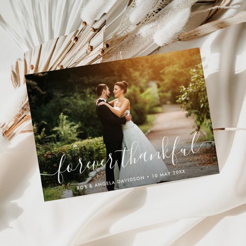 Forever thankful trendy beautiful photo wedding thank you card