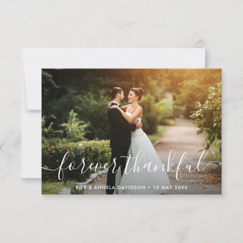 Forever thankful trendy beautiful photo wedding thank you card