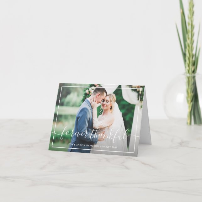 Forever thankful typography wedding thank you card (Front)