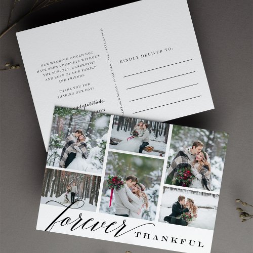 Forever Thankful Wedding Photo Collage Thank You Postcard