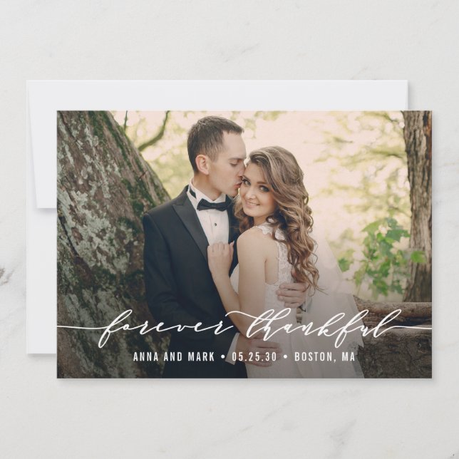 Forever Thankful Wedding Thank You Photo Card (Front)