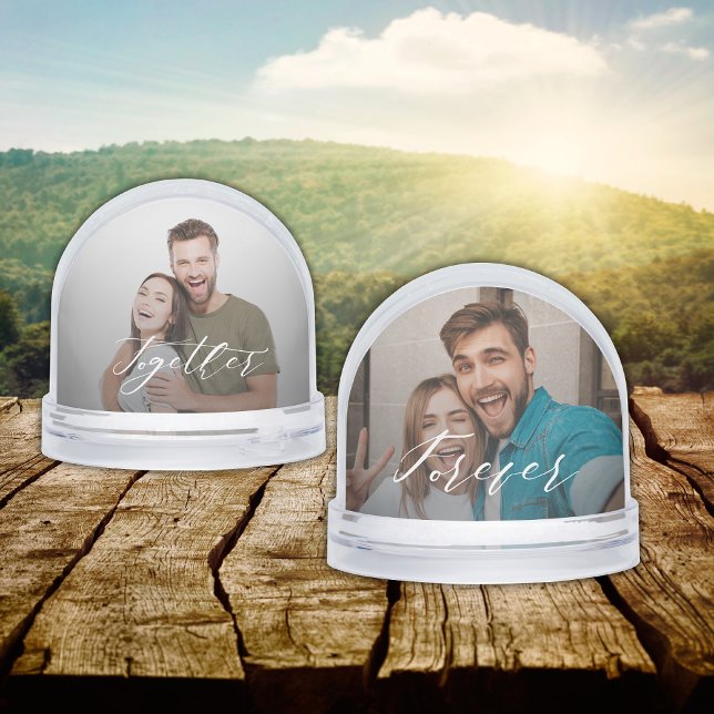 Forever Together Couple 2 Photo Script Keepsake Snow Globe (Creator Uploaded)