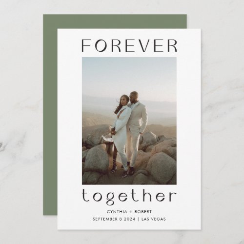 Forever Together Sage Green Wedding Announcement