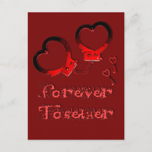 Forever together valentines day design cuffs heart holiday postcard