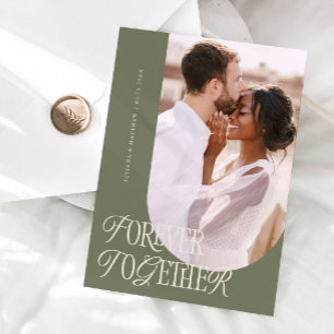 Forever Together Vintage Elegance Sage Wedding Announcement