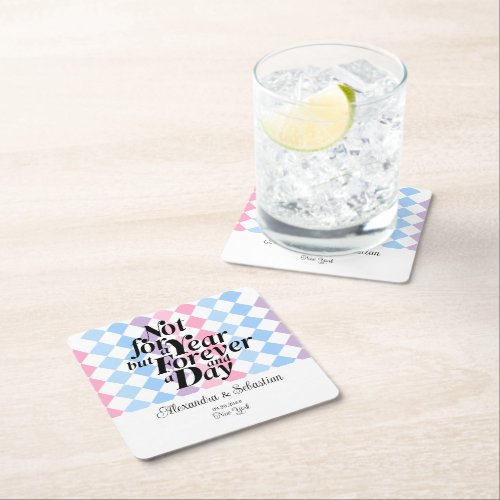 Forever Together Wedding Party Favor Drink Square Paper Coaster