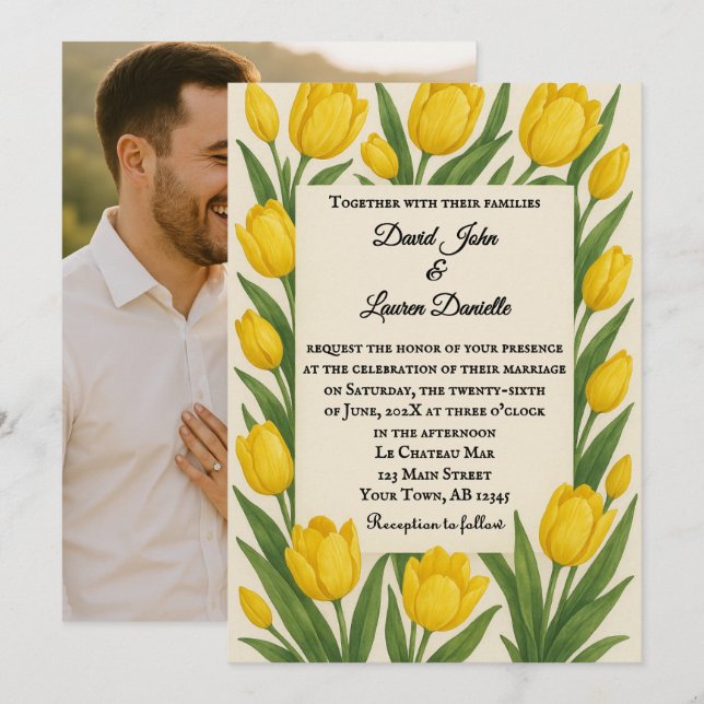 Forever Tulip Photo Wedding Invitation (Front/Back)
