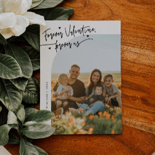 Forever Us Script Heart White Valentines Day Photo Holiday Card