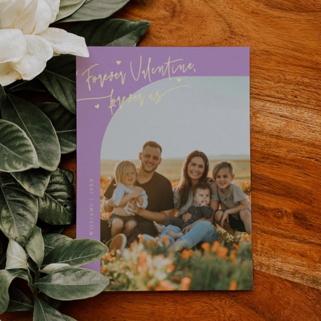 Forever Us Script Wisteria Valentine Photo Holiday Card (Creator Uploaded)
