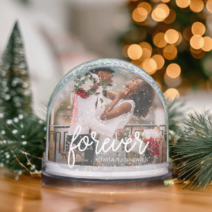 Forever   Wedding Photo & Names Snow Globe