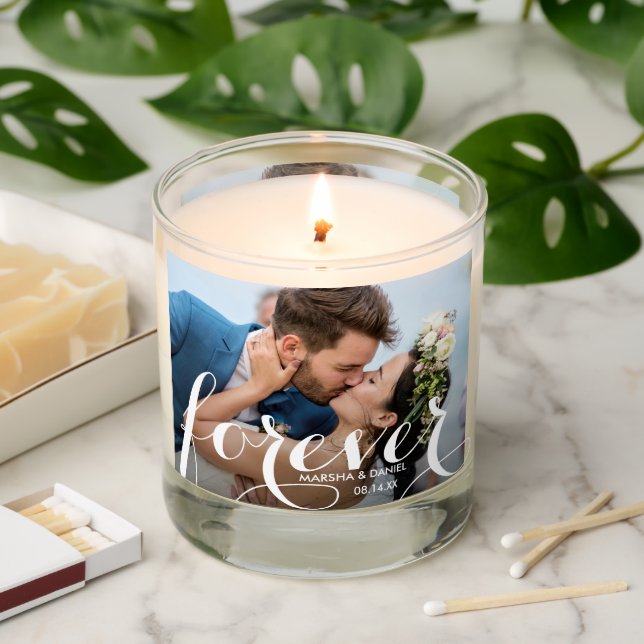 FOREVER Wedding Photo  Scented Candle (Lit)